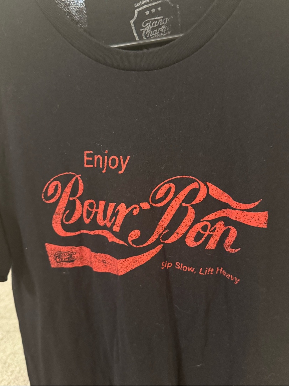 Enjoy Bour-Bon Graphic Tee - Black with Red Logo